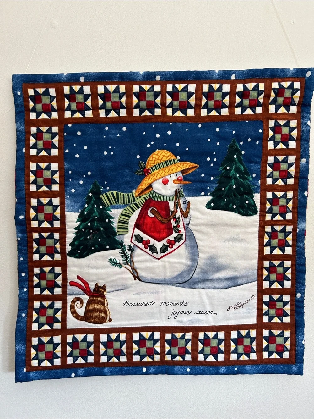 Blue Snowman Holiday Quilted Wall Hanging